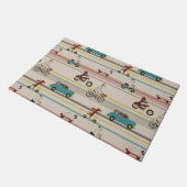 車のパターンで移動する犬 ドアマット (アングル)