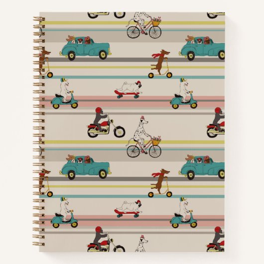 車のパターンで移動する犬 ノートブック (正面)
