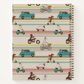 車のパターンで移動する犬 ノートブック (裏面)
