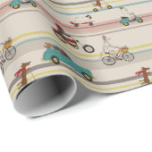 車のパターンで移動する犬 ラッピングペーパー (ロールコーナー)