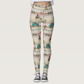 車のパターンで移動する犬 レギンス (正面)