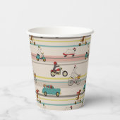 車のパターンで移動する犬 紙コップ (裏面)