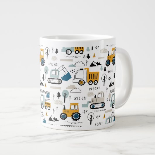 車のパターンを移動しよう ジャンボコーヒーマグカップ (正面右)