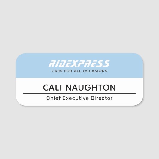 車のビジネス、青い名前タグ 名札 (正面)