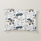 車のフレンドリー模様の恐竜 アクセントクッション (裏面)