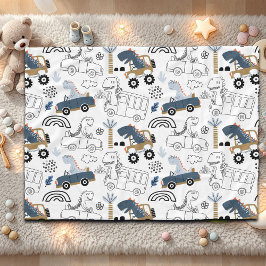 車のフレンドリー模様の恐竜 フリースブランケット