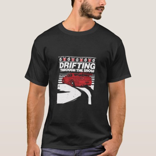 車のフード付きスウェットシャツが漂う醜いクリスマスセーター Tシャツ (正面)