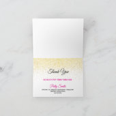 車のブルネットの女の子とフェイクグリッター サンキューカード (内部)