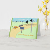 車のブーツ販売でカラス。誕生日カード カード (黄色い花)