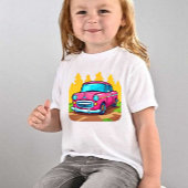 車のプリントモダンかわいい子供たち ベビーTシャツ