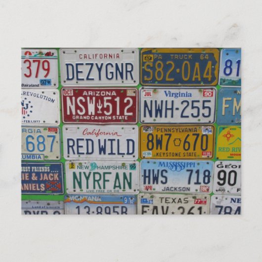 車のプレートはがき ポストカード (正面)