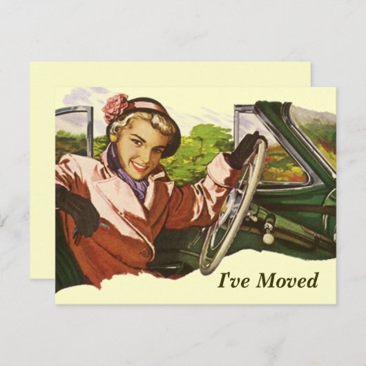 車のレトロGal私は移動発表を動かしました 案内状 (正面/裏面)