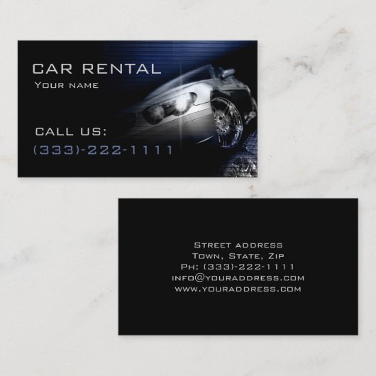 車のレンタルサービスパース前灯 名刺 (正面/裏面)