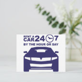 車のレンタル(時間別または日別)24-7 ポストカード (スタンド正面)