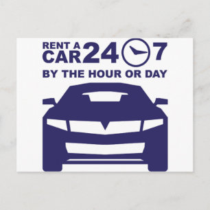 車のレンタル（時間別または日別）24-7 ポストカード