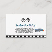 車のレース ベビーシャワー 本のリクエストカード エンクロージャーカード (正面)