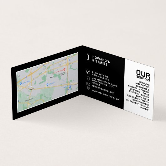 車のロお洒落ゴ、自動整備士と修理、詳細 名刺 (内部)