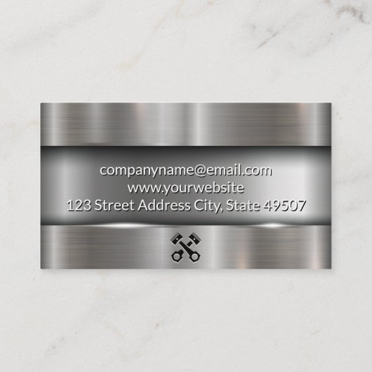 車のロゴメタリックブラシ仕上げ工業用名刺 名刺 (裏面)