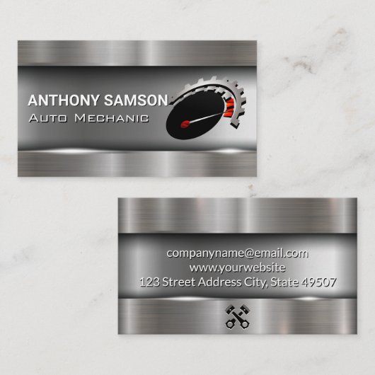 車のロゴメタリックブラシ仕上げ工業用名刺 名刺 (正面/裏面)