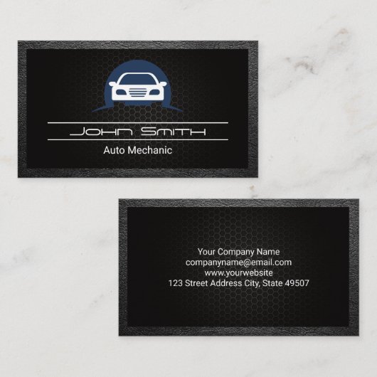 車のロゴ |炭素繊維 |レザー 名刺 (正面/裏面)