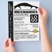 車のロゴ、自動整備士、修理広告 チラシ (手)