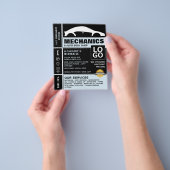 車のロゴ、自動整備士、修理広告 チラシ (手)