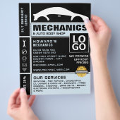 車のロゴ、自動整備士、修理広告 チラシ (手)