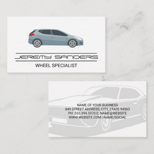 車のロゴ | 自動車のタイヤのロゴ 名刺 (正面/裏面)