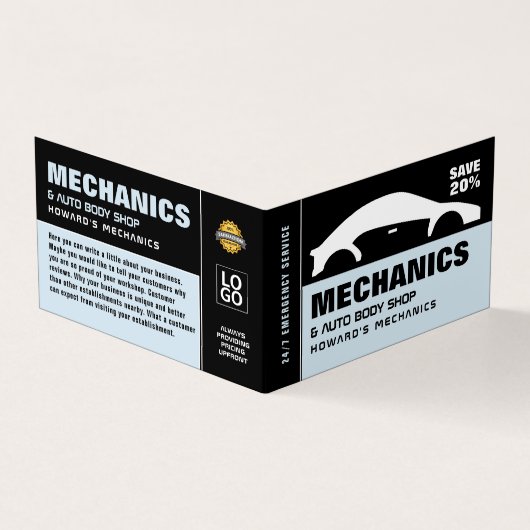 車のロゴ、自動車の整備士と修理、詳細 名刺 (外部)