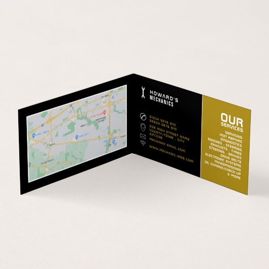 車のロゴ、自動車の整備士と修理、詳細 名刺 (内部)