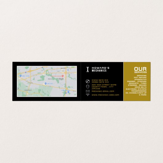 車のロゴ、自動車の整備士と修理、詳細 名刺 (内部フラット)