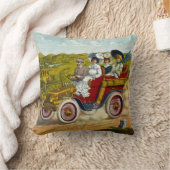 車のヴィンテージのビクトリアンなモーターリストそして女性 クッション (ブランケット)