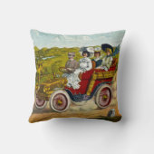 車のヴィンテージのビクトリアンなモーターリストそして女性 クッション (裏面)