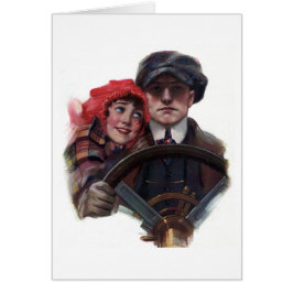 車のヴィンテージクラシックロマンチックな冬のカップル