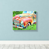車のヴィンテージ素朴キャンバス キャンバスプリント (インサイチュ (ウッドフロア))