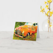 車のヴィンテージ素朴車のすべての行事グリーティングカード カード (黄色い花)