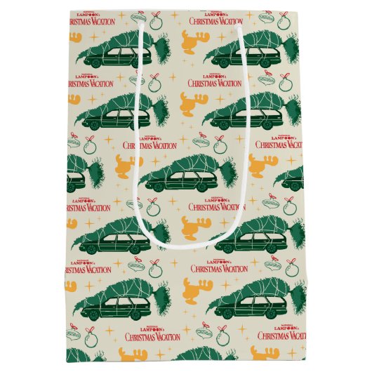 車の上のナショナルランポンクリスマスツリー ミディアムペーパーバッグ (裏面)