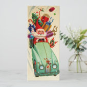 車の中でビンテージクリスマスサンタ シーズンカード (スタンド正面)
