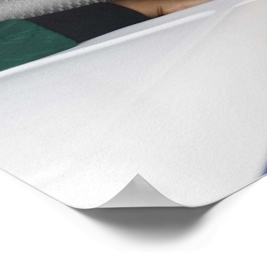 車の中で微笑む子供たちのポートレート ポスター (角)