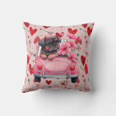 車の中で犬とハート クッション (裏面)