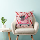 車の中で犬とハート クッション (椅子)