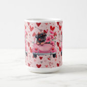車の中で犬とハート コーヒーマグカップ (中央)