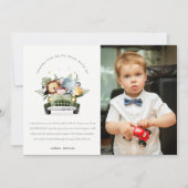 車の中で野生の熱帯ジャングル動物の誕生日写真 サンキューカード (正面)