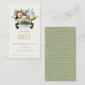 車の中のジャングル動物おむつラッフルベビーシャワー エンクロージャーカード (正面/裏面)