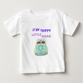 車の中のヒッピー・ダックスフンドがトリッピーでいろいろやばい ベビーTシャツ
