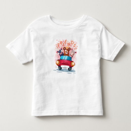 車の中の動物No 5 トドラーTシャツ (正面)