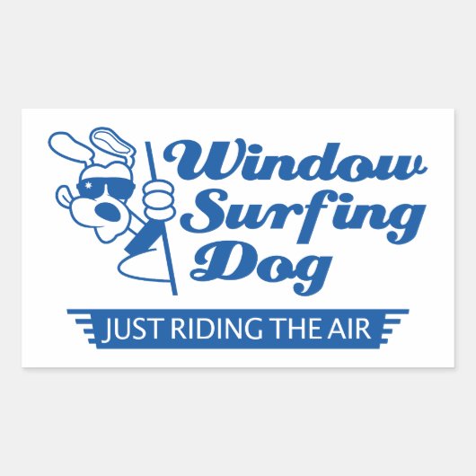 車の中の犬 長方形シール (正面)