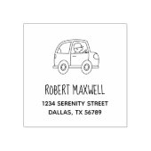 車の住所を運転する人 ラバースタンプ (インプリント)