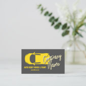 車の体作業絵を描と黄色い車のトップから 名刺 (スタンド正面)