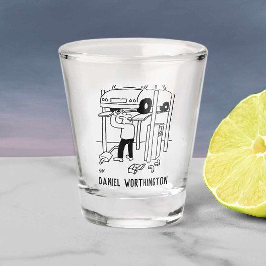 車の修理とサービスの漫画。整備士 ショットグラス